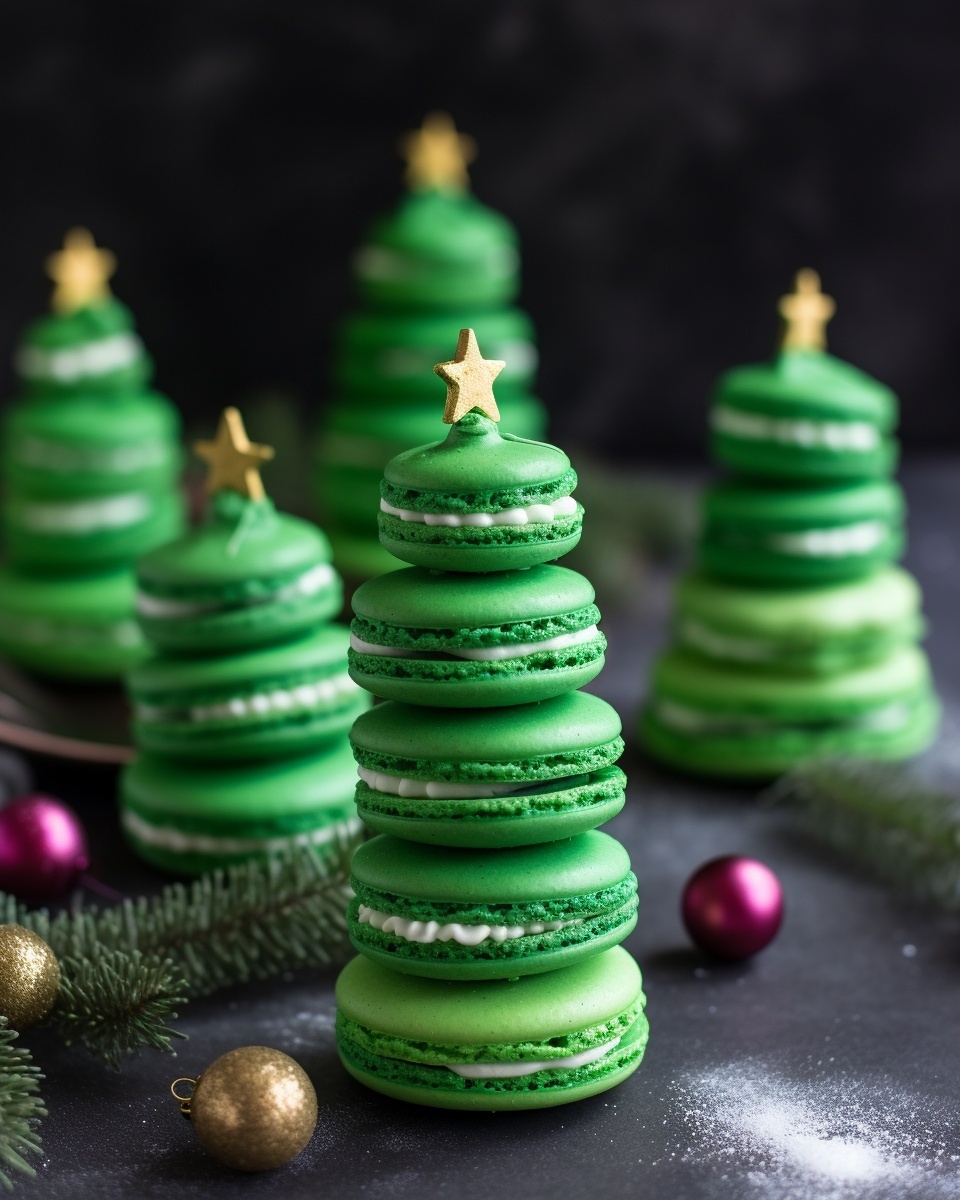 Festive Christmas Tree Cake Macarons for the Holidays