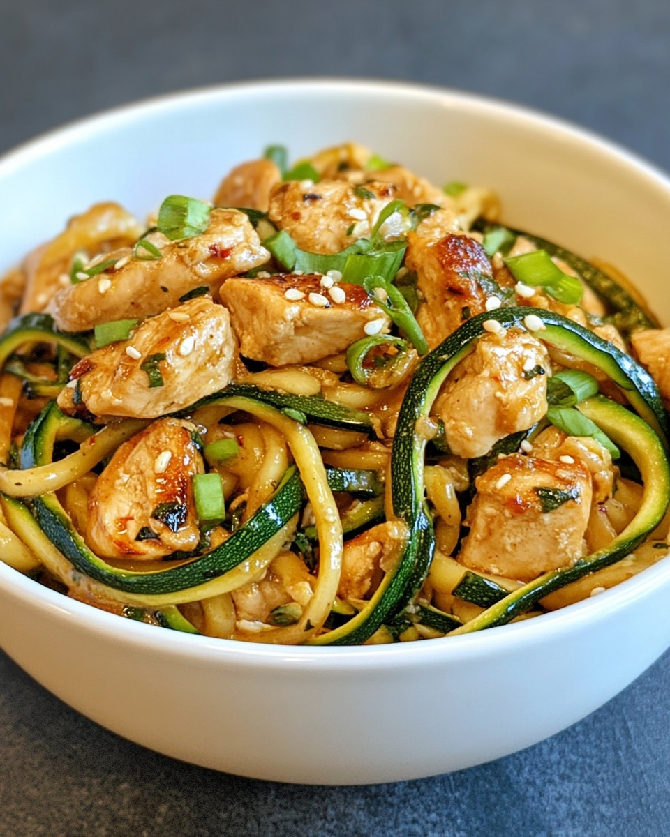 Garlic Chicken Zucchini Noodles Stir Fry Recipe