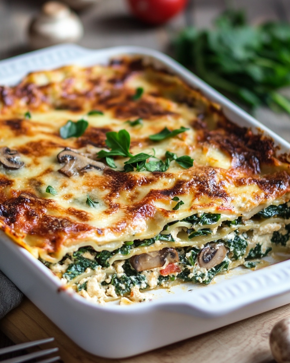 Invisible Butternut Squash, Spinach & Mushroom Lasagna (Healthy Vegetarian Dinner)