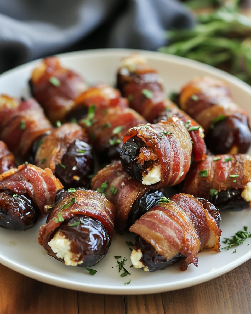 Irresistible Bacon Wrapped Dates with Goat Cheese & Honey