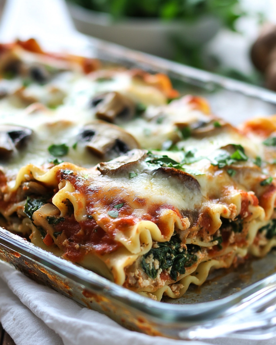 Mushroom and Spinach Lasagna Rolls Recipe