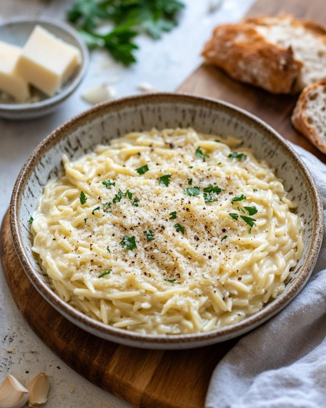 Best Creamy Garlic Parmesan Orzo Dinner Recipe 1