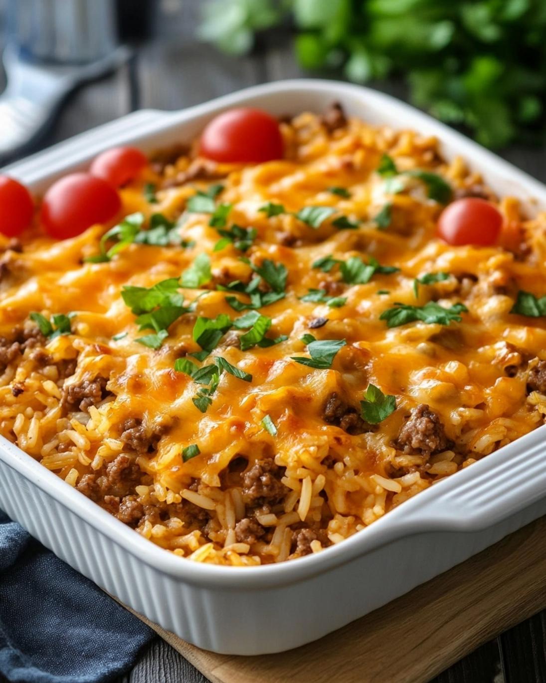 Cheesy Hamburger Rice Casserole Recipe 1