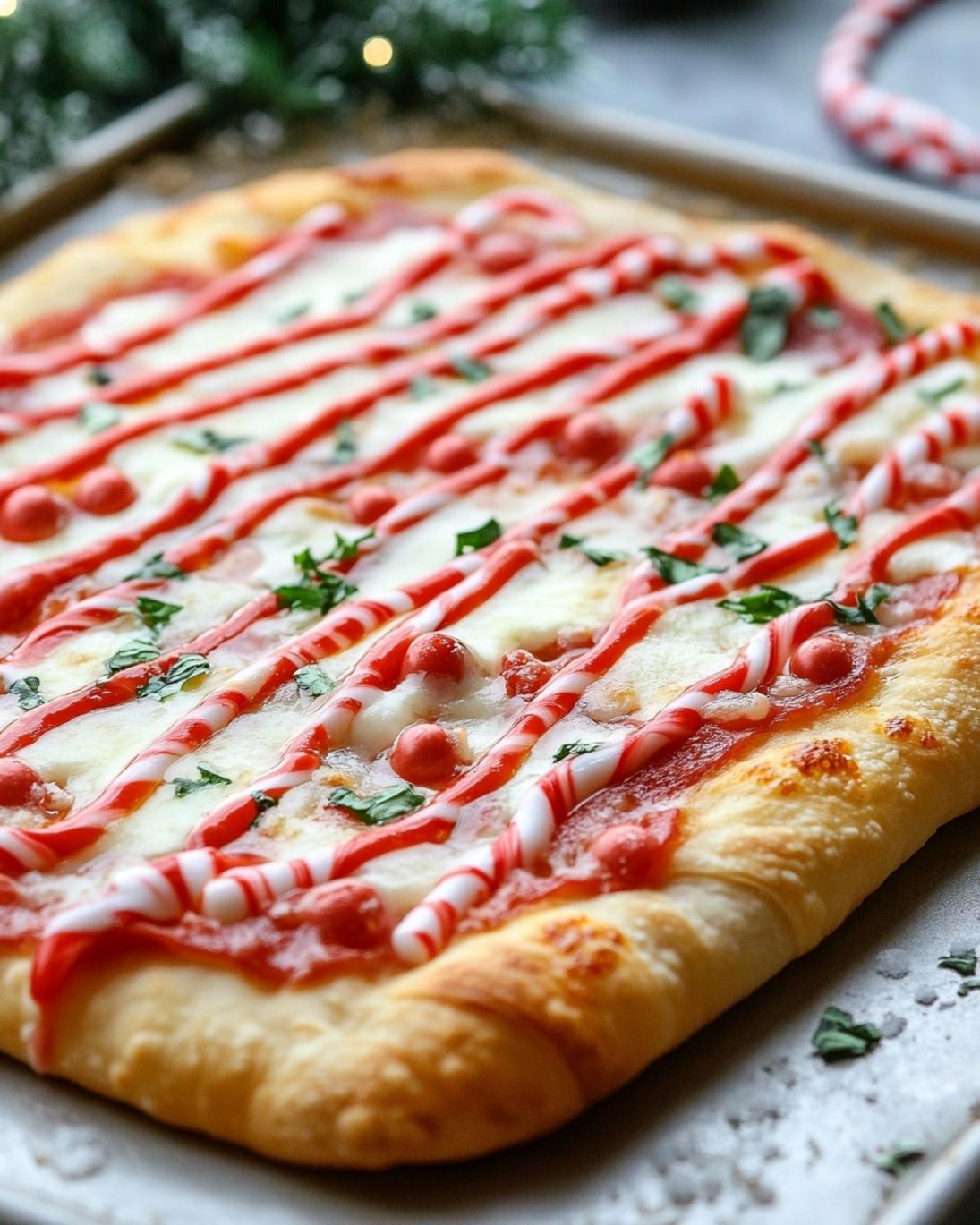 Christmas Candy Cane Pizza Easy Holiday Appetizer Savory Crescent Bake 1