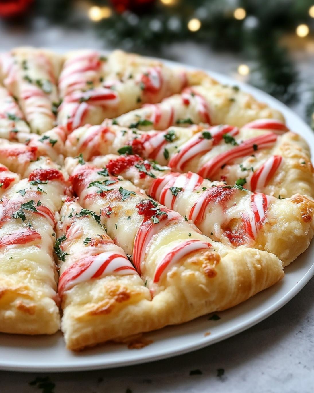Christmas Candy Cane Pizza Easy Holiday Appetizer Savory Crescent Bake 3