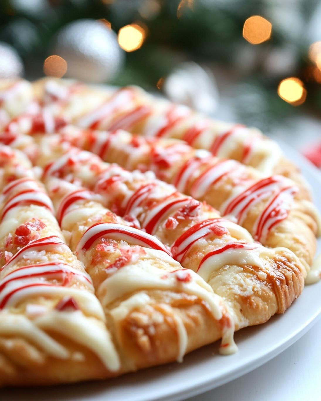 Christmas Candy Cane Pizza Easy Holiday Appetizer Savory Crescent Bake 7