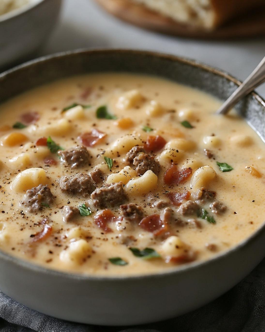 Creamy Mac Cheese Burger Soup Recipe 5