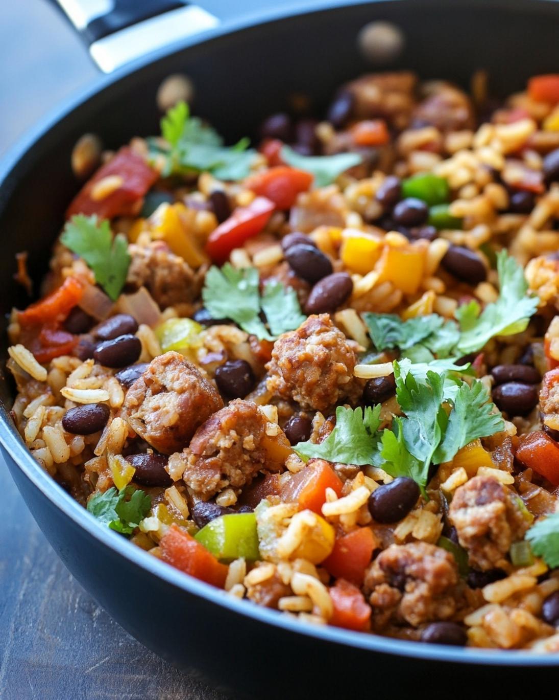 Easy Black Bean Sausage and Rice Skillet Recipe 1