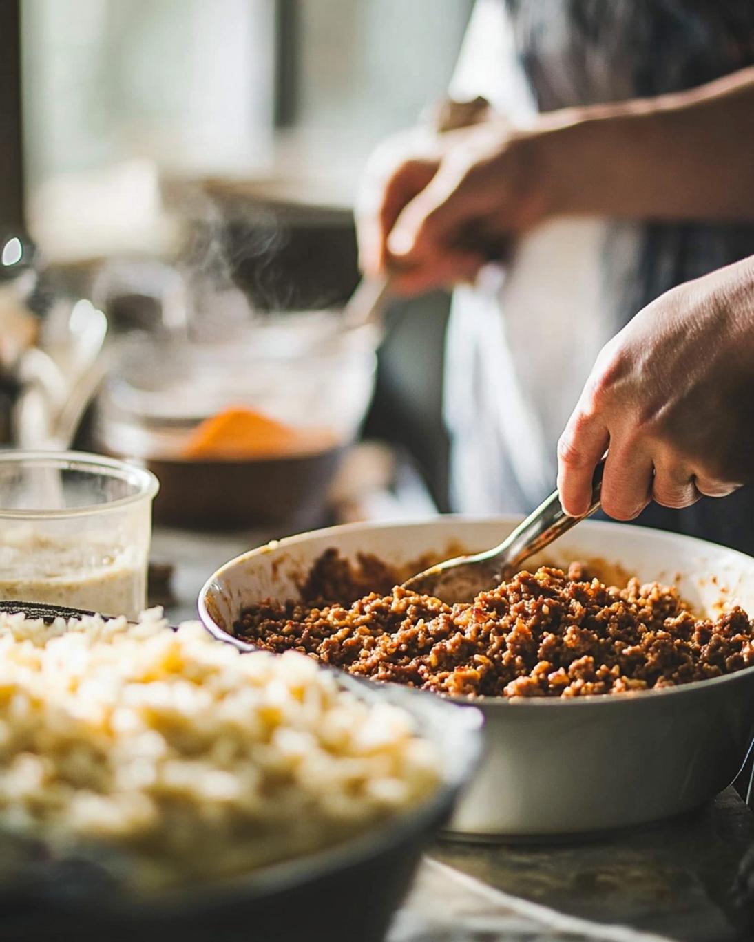 ingrediant of Cheesy Ground Beef and Rice Casserole Recipe