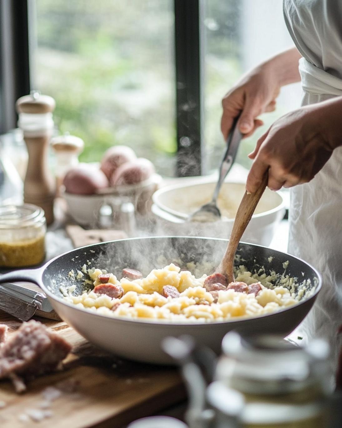 ingrediant of Cheesy Ranch Potatoes with Smoked Sausage Skillet