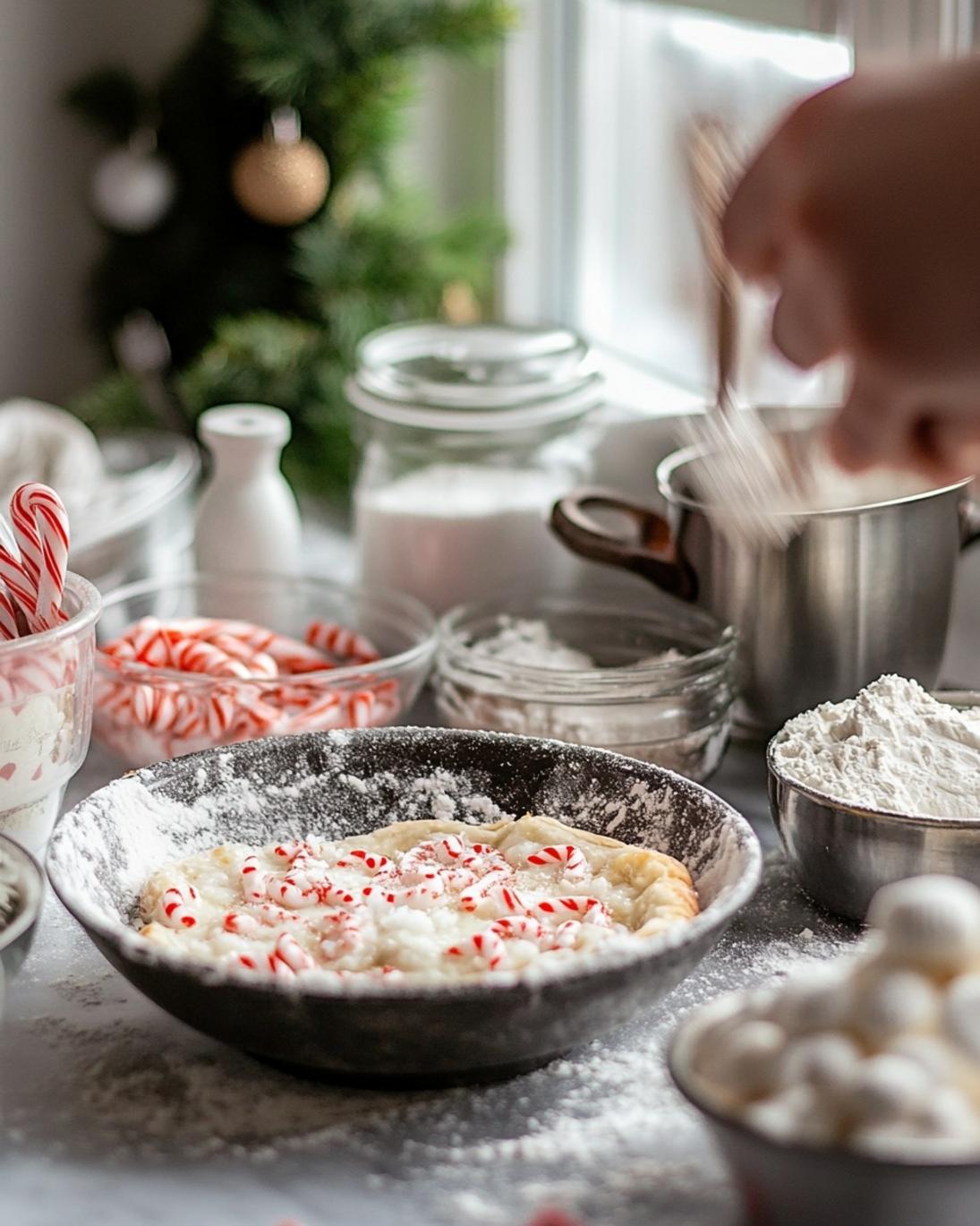 ingrediant of Christmas Candy Cane Pizza Easy Holiday Appetizer Savory Crescent Bake 2