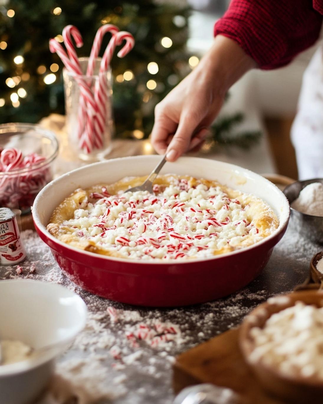 ingrediant of Christmas Candy Cane Pizza Easy Holiday Appetizer Savory Crescent Bake 3