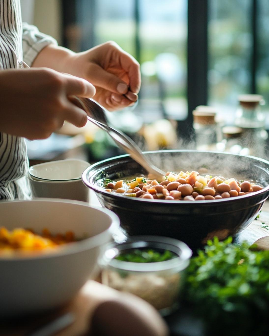 ingrediant of Hearty Crockpot Ham and Bean Soup Recipe